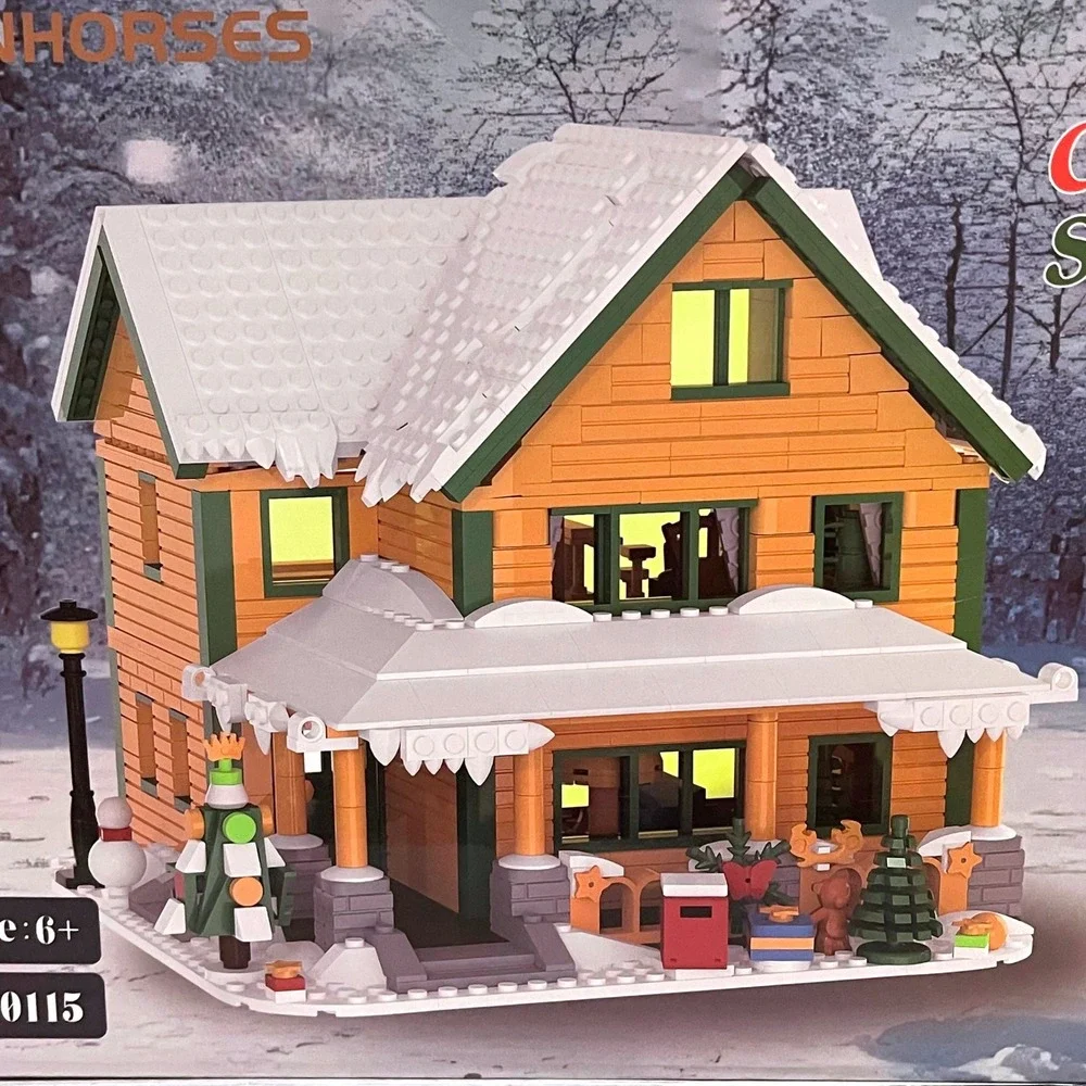 Christmas Story Snow Home Building Block Set Holiday Cabin New in Sealed Box